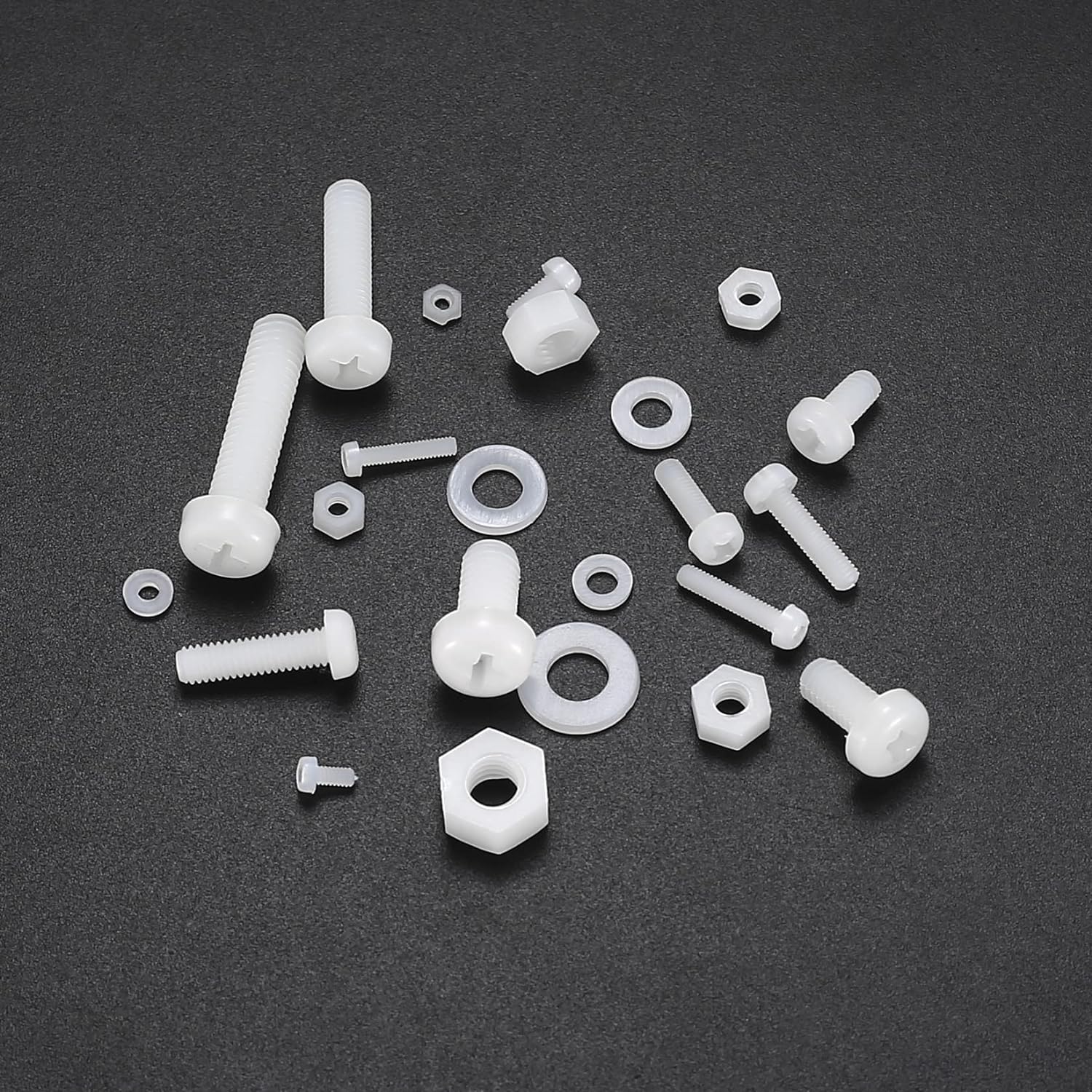 447 Pcs White Nylon Plastic Pan Round Head Screws Bolts and Nuts and Gaskets, Metric Full Threaded Hex Head Screws Bolts and Nuts and Washers Assortment Set - M2/M2.5/M3/M4/M5/M6 - Image 3